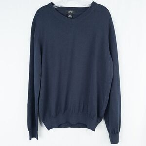 Foxcroft V Neck Silk Cotton Pullover Sweater Size Large Navy Blue Capsule Preppy